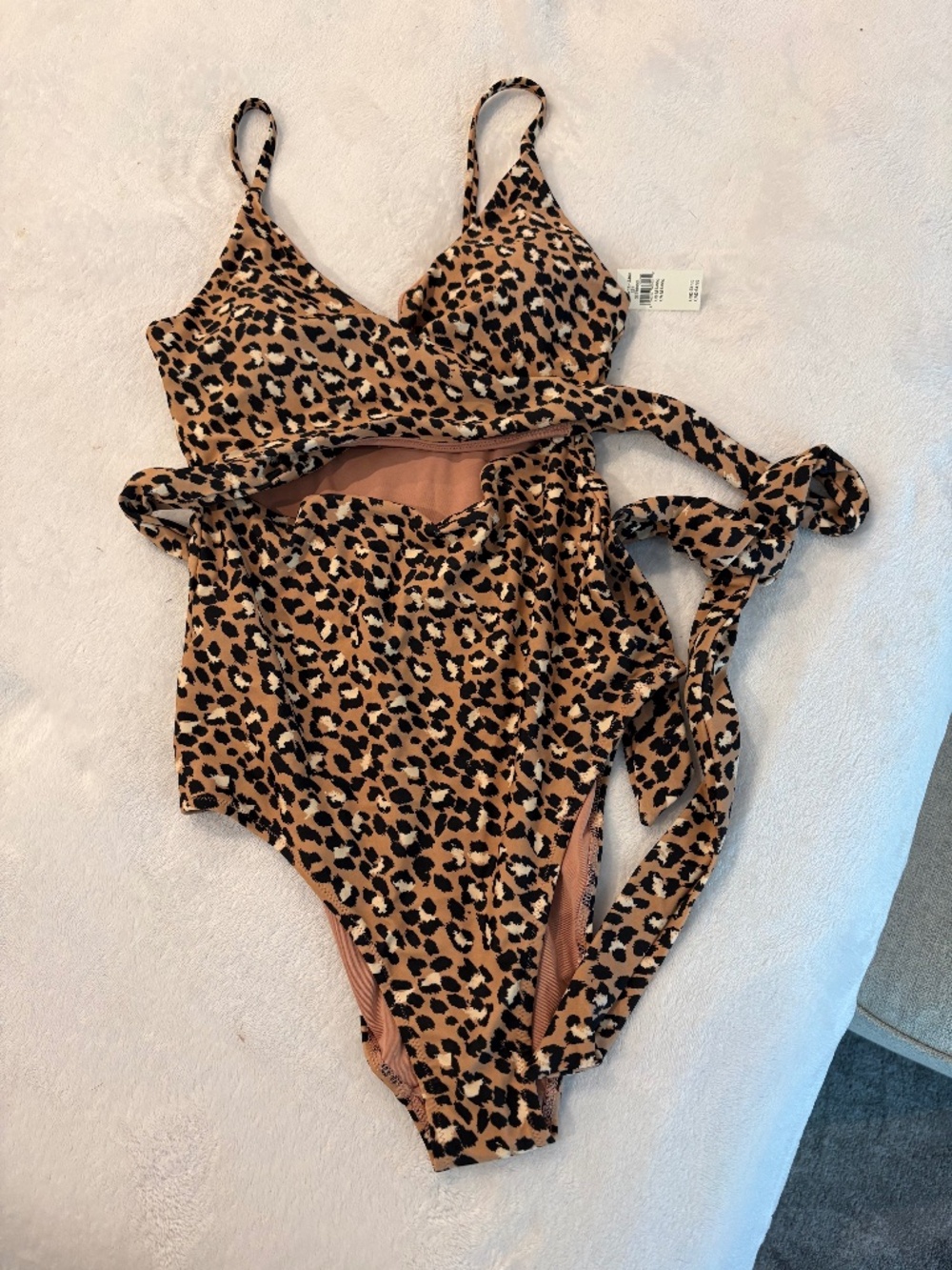 Aerie Leopard Wrap One Piece Swimsuit NWT Size S Small Long